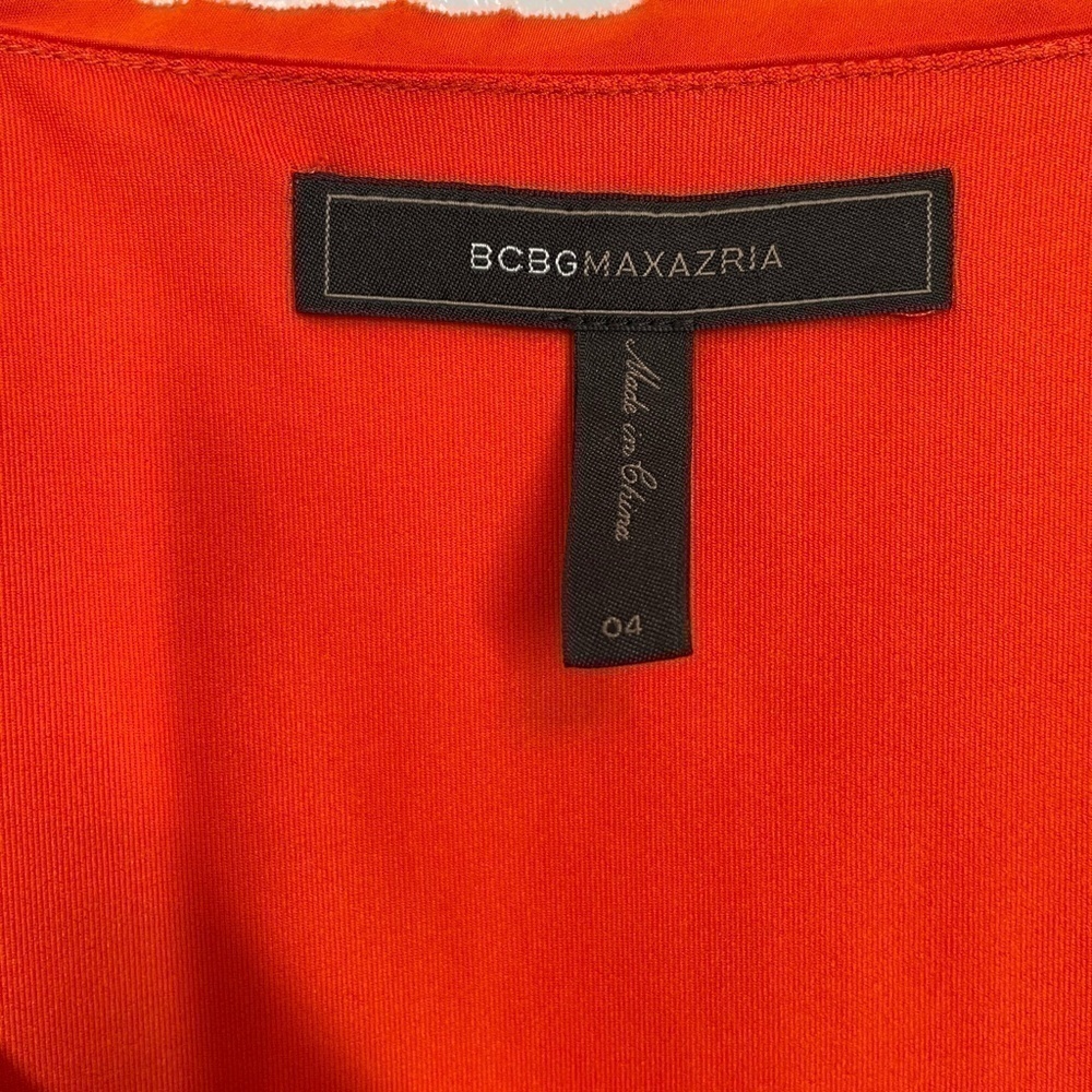 BCBGMaxAzria Sleeveless Scoop Neck Pleated Bodycon Persimmon Sawyer Dress Sz 4 - Picture 12 of 12